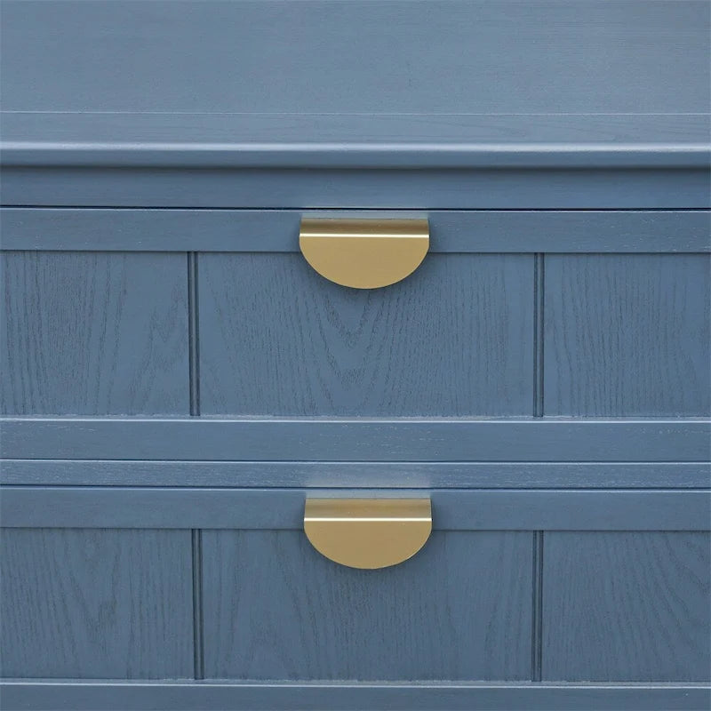 Commode à 3 tiroirs avec finition grain de bois et patins antidérapants – Bleu, MDF, Coulisses pré-installées