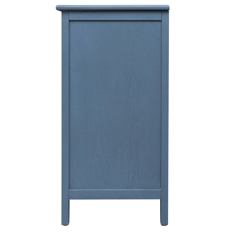 Commode à 3 tiroirs avec finition grain de bois et patins antidérapants – Bleu, MDF, Coulisses pré-installées