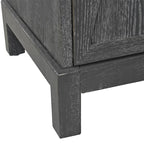 Buffet 4 portes avec portes à panneaux miroirs et poignées dorées – Gris / Bois, MDF et placage bois, pieds en bois massif