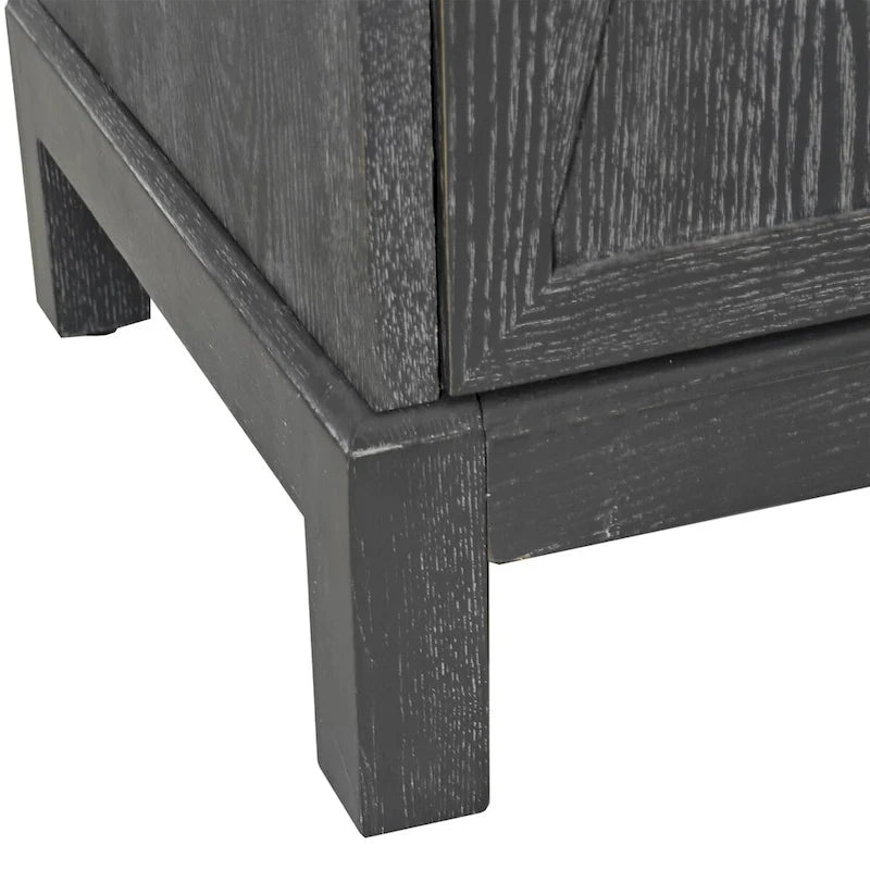Buffet 4 portes avec portes à panneaux miroirs et poignées dorées – Gris / Bois, MDF et placage bois, pieds en bois massif