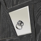 Buffet 4 portes avec portes à panneaux miroirs et poignées dorées – Gris / Bois, MDF et placage bois, pieds en bois massif