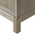 Buffet 4 portes avec portes à panneaux miroirs et poignées dorées – Gris / Bois, MDF et placage bois, pieds en bois massif