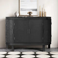 Buffet avec portes à motifs rétro en relief et pieds en bois de sapin – Noir / Blanc / Gris antique / Bleu marine, MDF