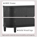 Buffet avec portes à motifs rétro en relief et pieds en bois de sapin – Noir / Blanc / Gris antique / Bleu marine, MDF