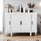 Buffet avec portes à motifs rétro en relief et pieds en bois de sapin – Noir / Blanc / Gris antique / Bleu marine, MDF