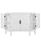 Buffet avec portes à motifs rétro en relief et pieds en bois de sapin – Noir / Blanc / Gris antique / Bleu marine, MDF