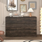 Commode 6 tiroirs à bords arrondis – Marron / Gris / Gris foncé, surface anti-rayures