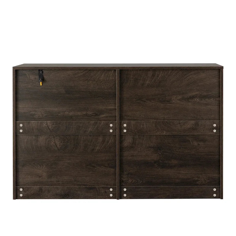 Commode 6 tiroirs à bords arrondis – Marron / Gris / Gris foncé, surface anti-rayures