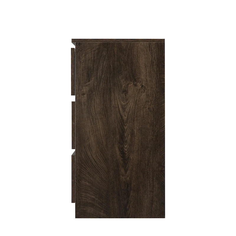 Commode 6 tiroirs à bords arrondis – Marron / Gris / Gris foncé, surface anti-rayures