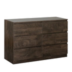 Commode 6 tiroirs à bords arrondis – Marron / Gris / Gris foncé, surface anti-rayures