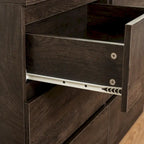 Commode 6 tiroirs à bords arrondis – Marron / Gris / Gris foncé, surface anti-rayures