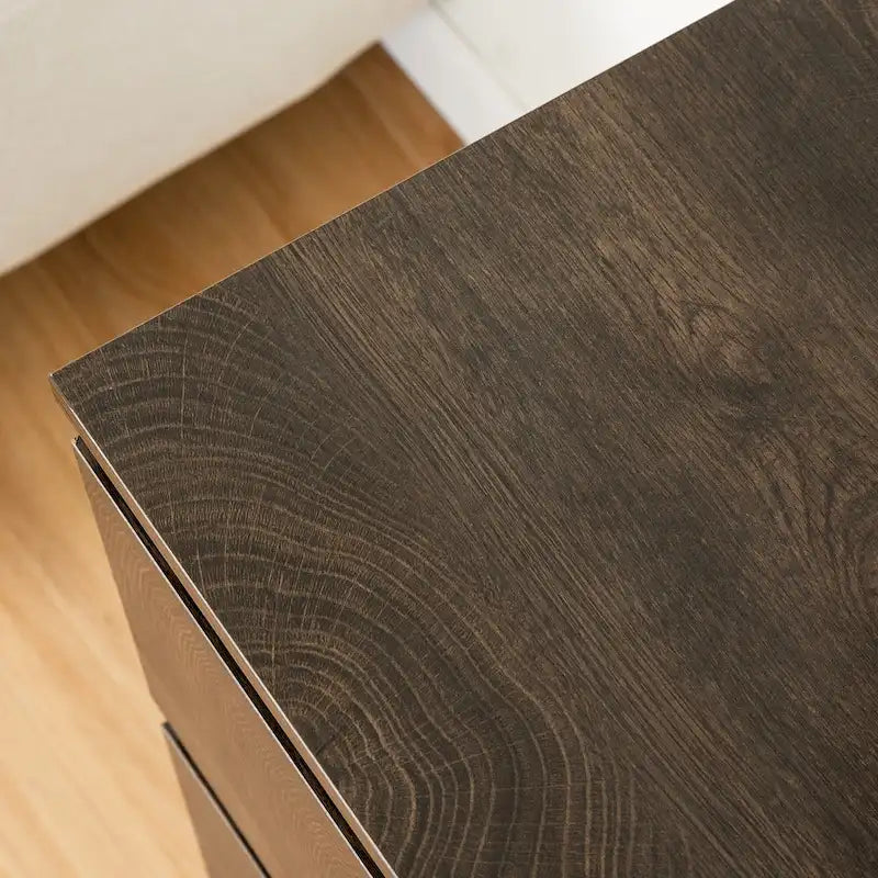 Commode 6 tiroirs à bords arrondis – Marron / Gris / Gris foncé, surface anti-rayures