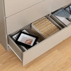 Commode 6 tiroirs à bords arrondis – Marron / Gris / Gris foncé, surface anti-rayures