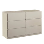 Commode 6 tiroirs à bords arrondis – Marron / Gris / Gris foncé, surface anti-rayures
