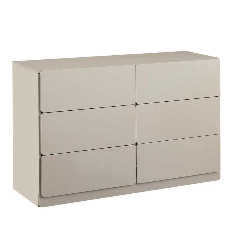 Commode 6 tiroirs à bords arrondis – Marron / Gris / Gris foncé, surface anti-rayures