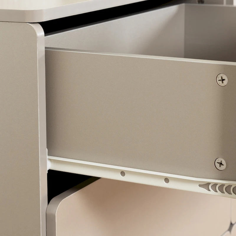 Commode 6 tiroirs à bords arrondis – Marron / Gris / Gris foncé, surface anti-rayures
