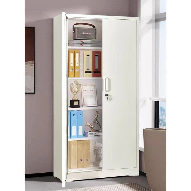 Armoire de rangement métallique à 2 portes verrouillables – Noir / Blanc crème / Gris, 4 étagères réglables, 180 cm de hauteur