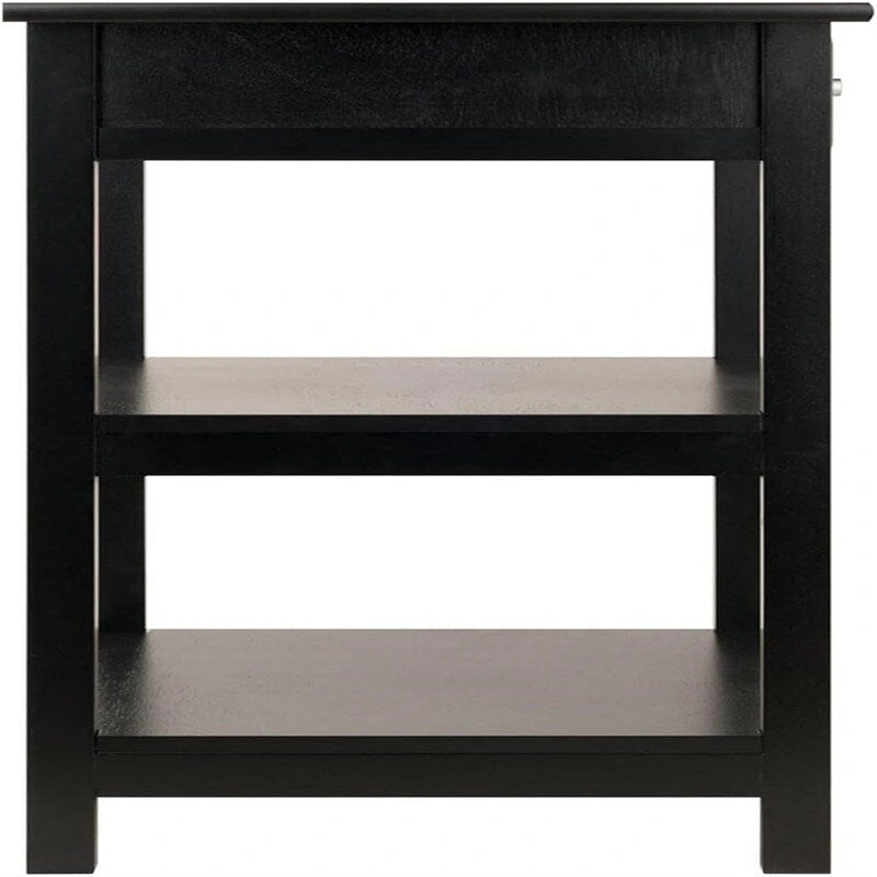 Meuble d'imprimante d'appoint à 2 étagères et 1 tiroir – Noyer / Blanc / Noir, Bois composite
