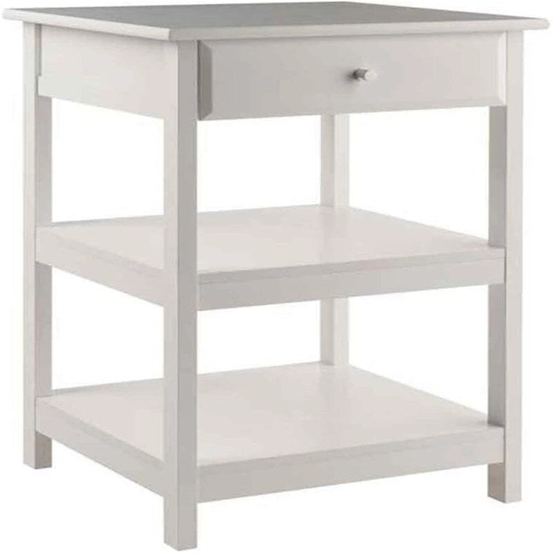 Meuble d'imprimante d'appoint à 2 étagères et 1 tiroir – Noyer / Blanc / Noir, Bois composite