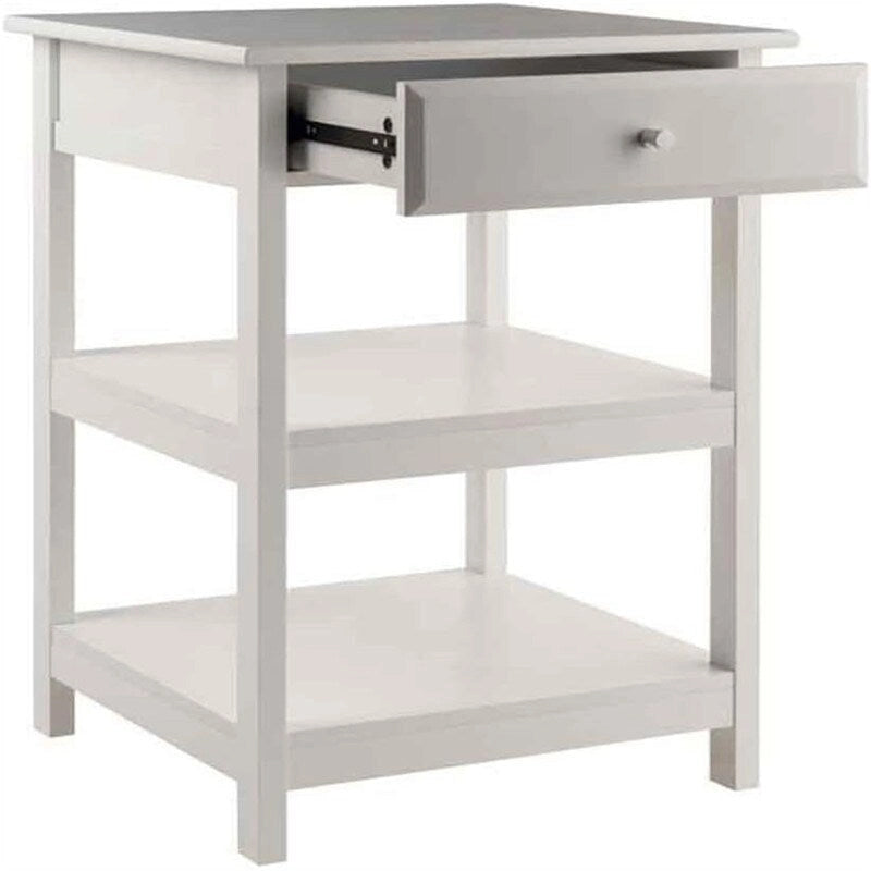 Meuble d'imprimante d'appoint à 2 étagères et 1 tiroir – Noyer / Blanc / Noir, Bois composite