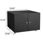 Meuble d'imprimante mobile à 2 portes avec 4 roulettes et étagère réglable – Noir, Acier, Fermeture magnétique