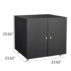 Meuble de rangement à roulettes 2 portes – Noir, métal, étagère réglable