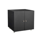 Meuble de rangement à roulettes 2 portes – Noir, métal, étagère réglable