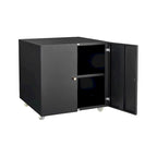 Meuble de rangement à roulettes 2 portes – Noir, métal, étagère réglable