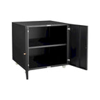 Meuble de rangement à roulettes 2 portes – Noir, métal, étagère réglable