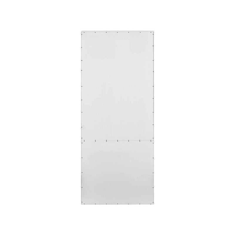 Bibliothèque avec portes Shaker inférieures et panneaux à rainures et languettes – Blanc, finition bois, quincaillerie noire, entièrement assemblée