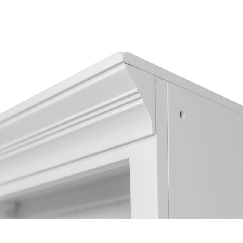Bibliothèque avec portes Shaker inférieures et panneaux à rainures et languettes – Blanc, finition bois, quincaillerie noire, entièrement assemblée