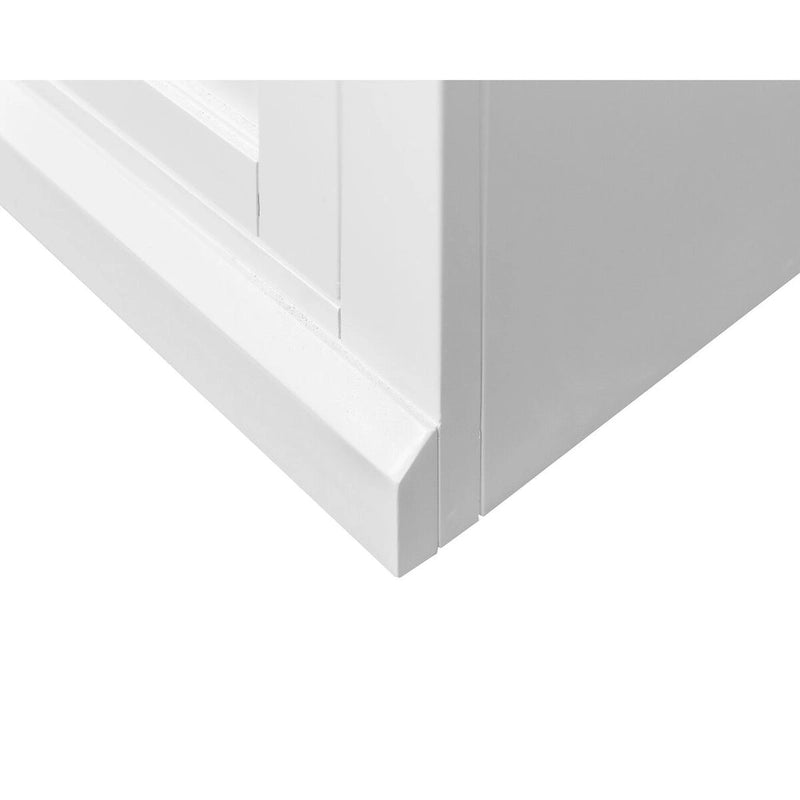 Bibliothèque avec portes Shaker inférieures et panneaux à rainures et languettes – Blanc, finition bois, quincaillerie noire, entièrement assemblée