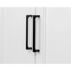 Bibliothèque avec portes Shaker inférieures et panneaux à rainures et languettes – Blanc, finition bois, quincaillerie noire, entièrement assemblée