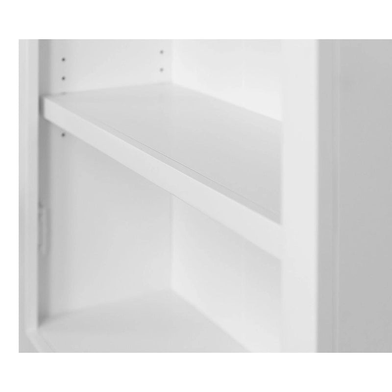 Bibliothèque avec portes Shaker inférieures et panneaux à rainures et languettes – Blanc, finition bois, quincaillerie noire, entièrement assemblée