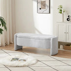 Banc de rangement ovale rembourré – Gris / Vert, polaire d'agneau, 2 places