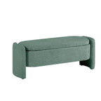 Banc de rangement ovale rembourré – Gris / Vert, polaire d'agneau, 2 places