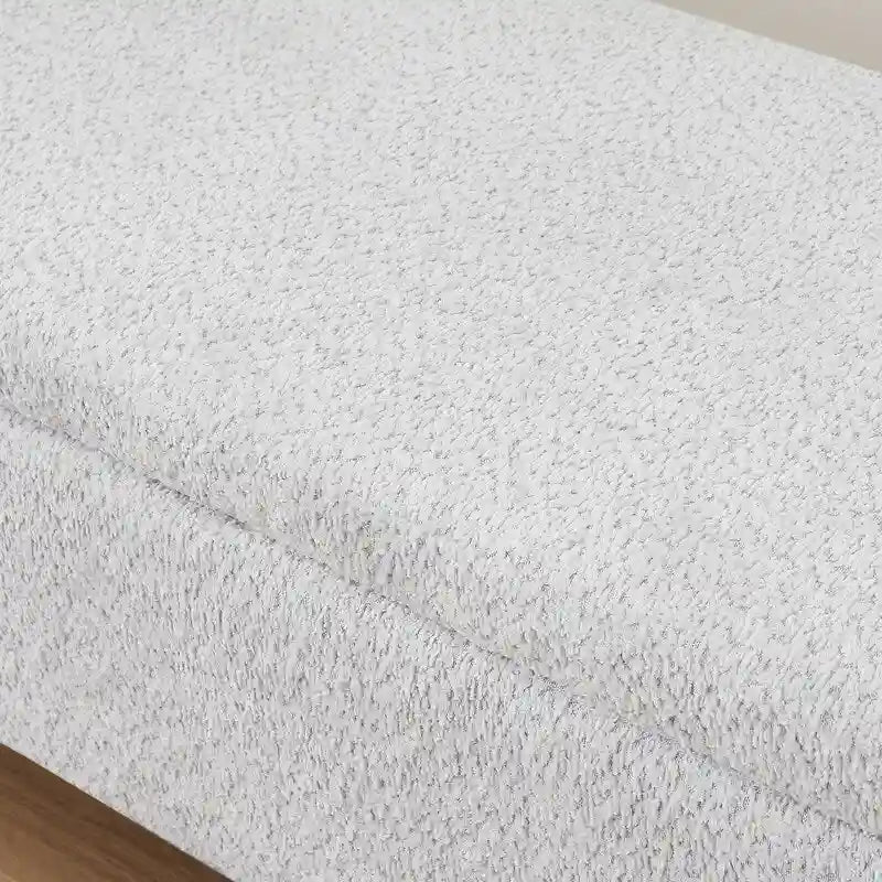 Banc de rangement ovale rembourré – Gris / Vert, polaire d'agneau, 2 places