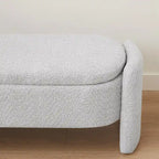 Banc de rangement ovale rembourré – Gris / Vert, polaire d'agneau, 2 places