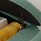 Banc de rangement ovale rembourré – Gris / Vert, polaire d'agneau, 2 places