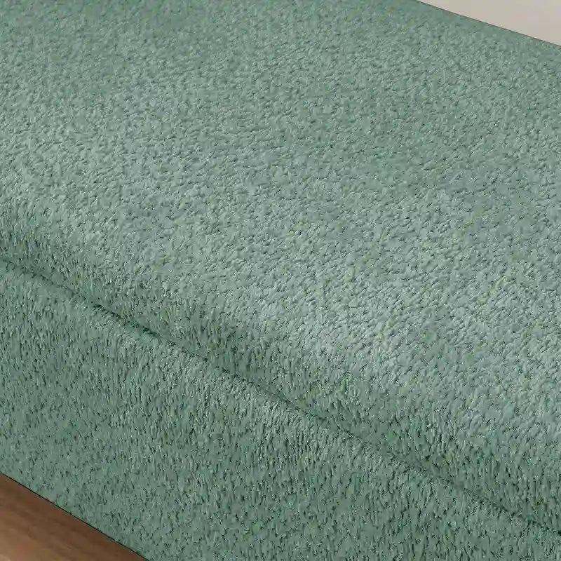 Banc de rangement ovale rembourré – Gris / Vert, polaire d'agneau, 2 places