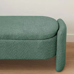 Banc de rangement ovale rembourré – Gris / Vert, polaire d'agneau, 2 places