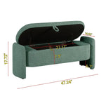 Banc de rangement ovale rembourré – Gris / Vert, polaire d'agneau, 2 places