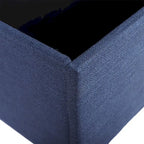 Banc de rangement ottoman à couvercle rabattable – Bleu, lin capitonné, 1 place