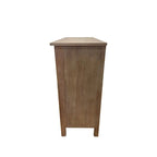 Meuble d'appoint 2 portes en bois sculpté avec placage en bois et pieds en pin – Marron, Panneau de particules, Motif ligne abstrait