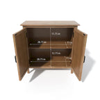 Meuble d'appoint 2 portes en bois sculpté avec placage en bois et pieds en pin – Marron, Panneau de particules, Motif ligne abstrait
