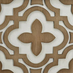 Meuble d'appoint 2 portes en bois sculpté avec placage en bois et pieds en pin – Marron, Panneau de particules, Motif ligne abstrait
