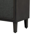 Armoire à linge 4 portes avec étagères réglables – Beige/Noir, MDF et pieds en pin, poignées en métal