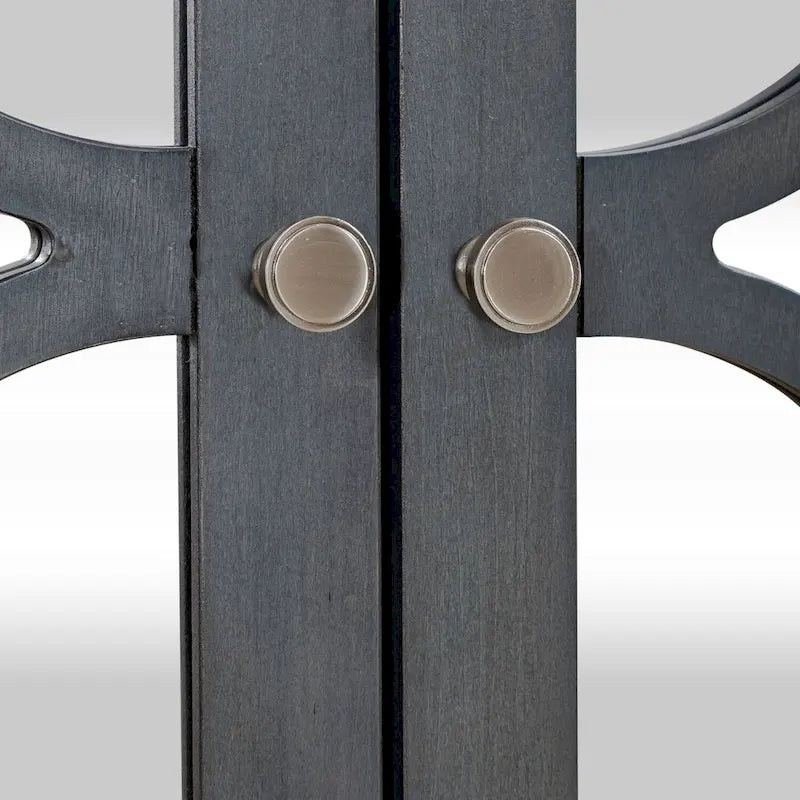 Meuble d'appoint 4 portes avec miroirs et motifs circulaires – Bleu crépuscule, bois, pieds fuselés