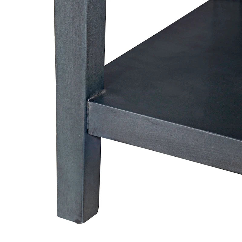 Meuble d'appoint 4 portes avec miroirs et motifs circulaires – Bleu crépuscule, bois, pieds fuselés