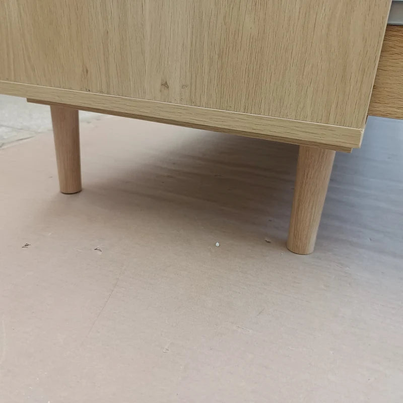 Commode à 6 tiroirs en rotin – Naturel / Noir, MDF, Rangement de chambre